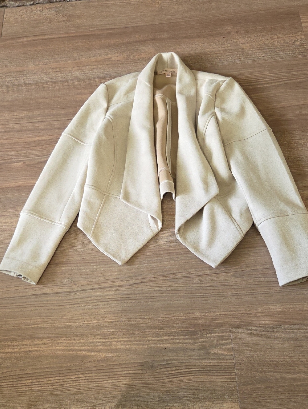 Philosophy Cream Open-Front Draped Blazer